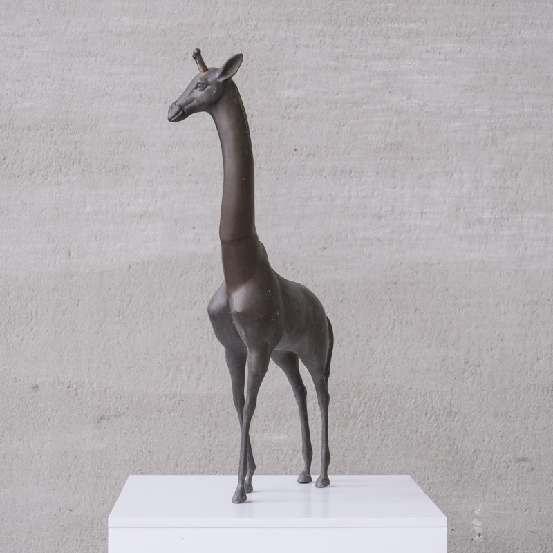 Vintage giraffe in patinated brass, France 1960