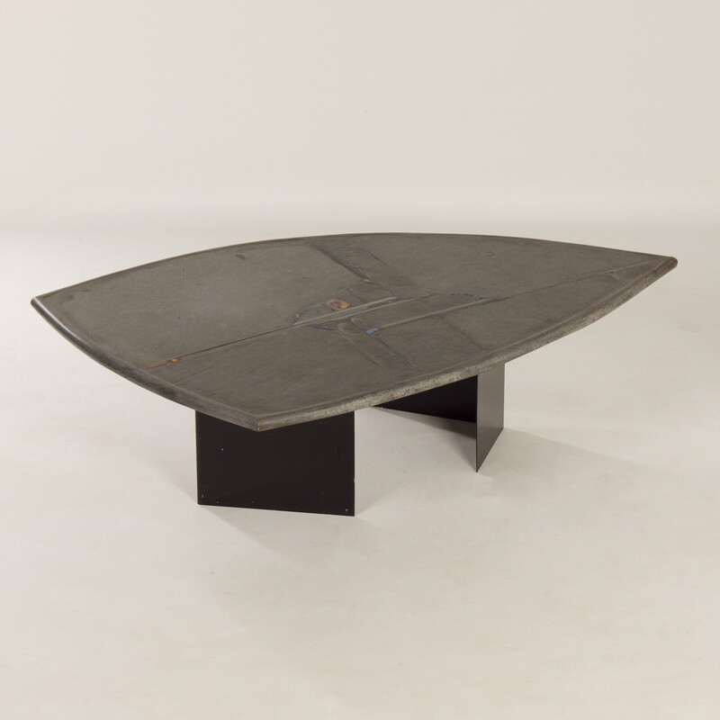 Vintage natural stone and metal coffee table by Paul Kingma, 1995