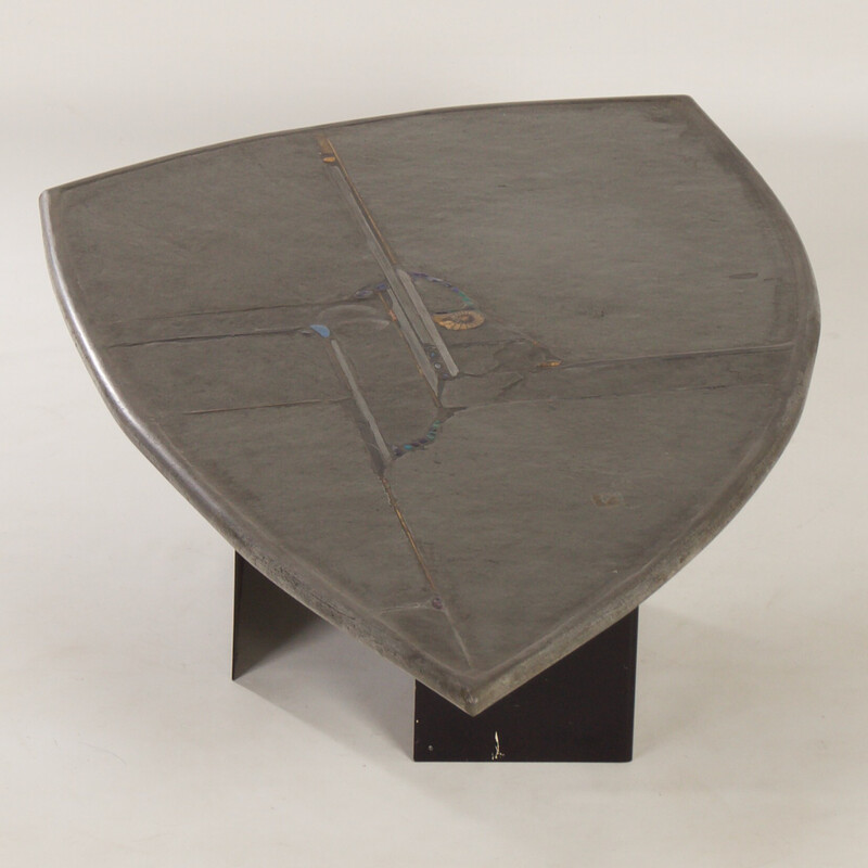 Mesa de centro vintage de piedra natural y metal de Paul Kingma, 1995