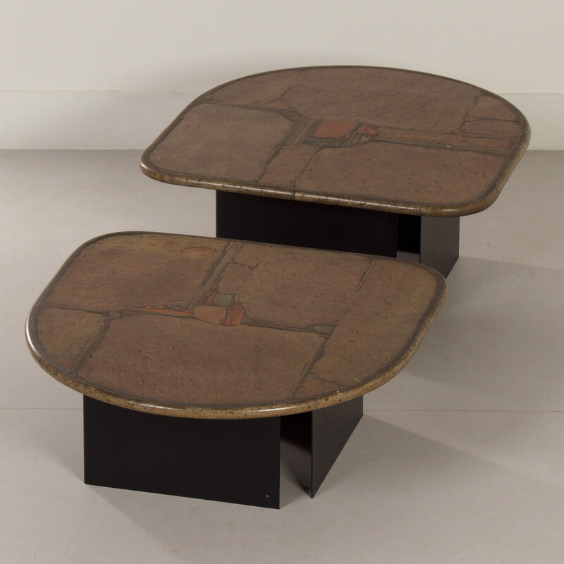 Paire de tables basses vintage en pierre naturelle par Paul Kingma, 1993