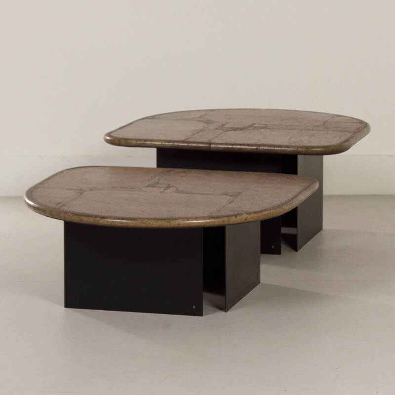 Paire de tables basses vintage en pierre naturelle par Paul Kingma, 1993