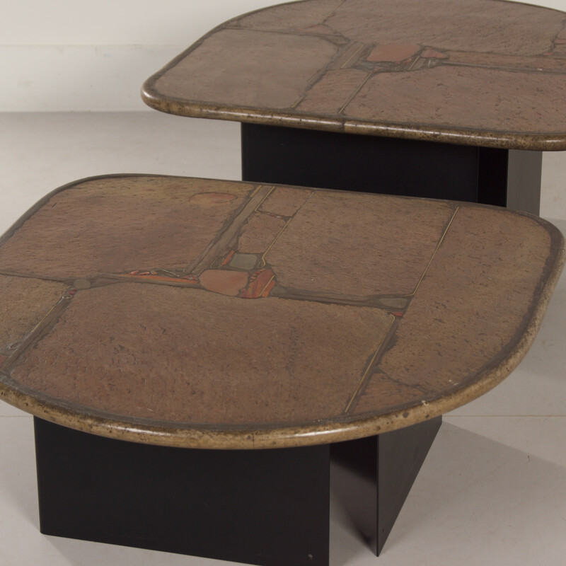 Paire de tables basses vintage en pierre naturelle par Paul Kingma, 1993