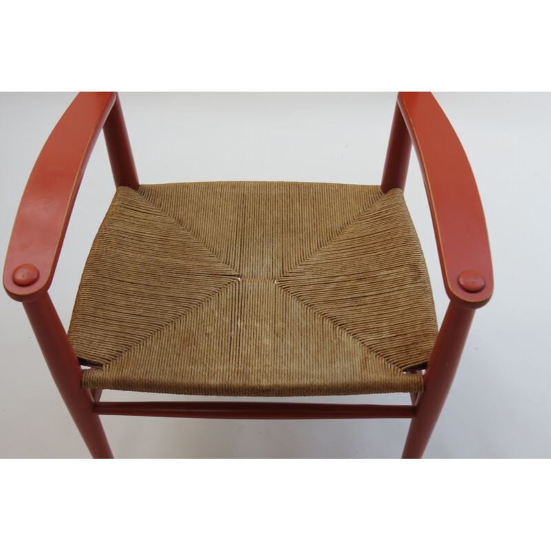 Vintage coral CH37 chair by Hans J Wegner for Carl Hansen - 1960s