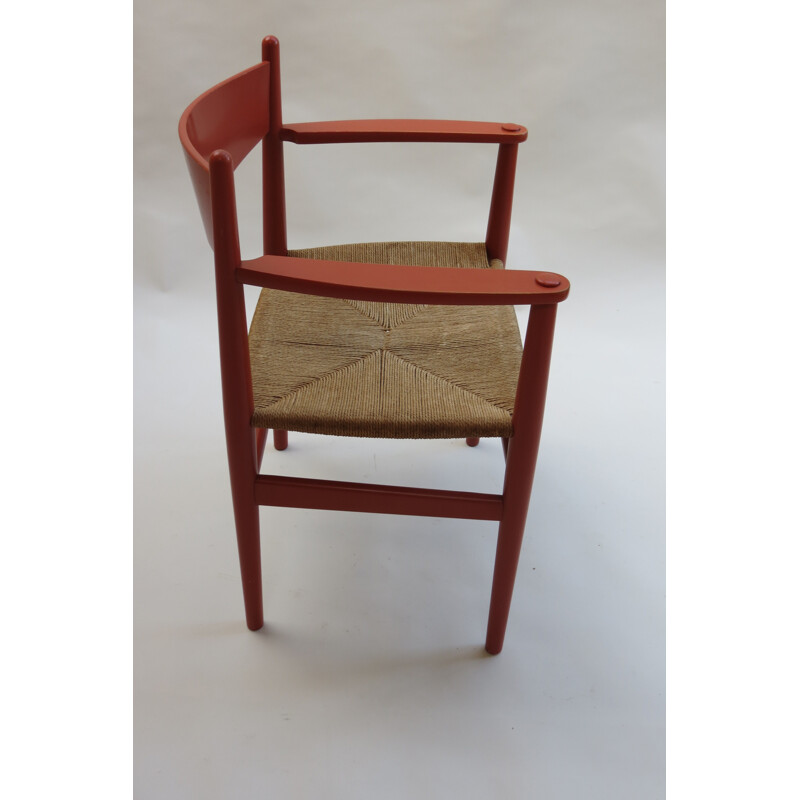 Vintage coral CH37 chair by Hans J Wegner for Carl Hansen - 1960s
