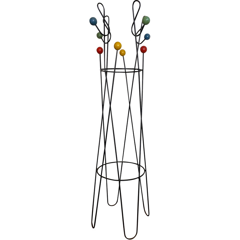 Vintage "treble clef" coat rack in lacquered metal by Roger Feraud, 1950