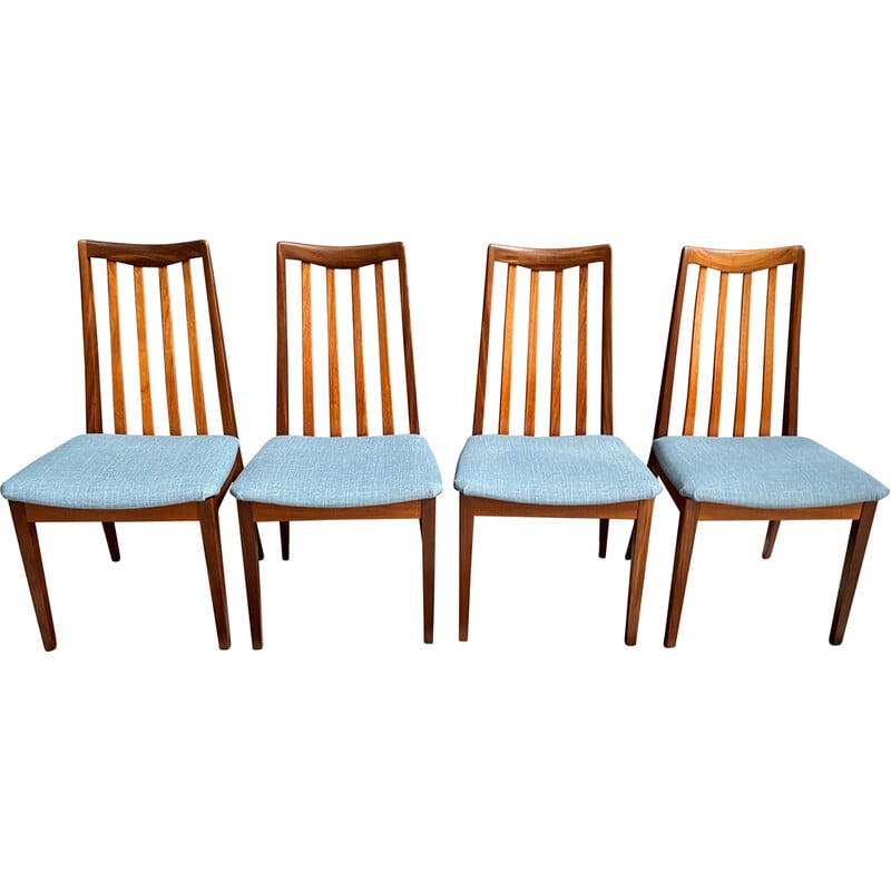 Set di 4 sedie da pranzo vintage in tessuto blu per G-plan, 1960