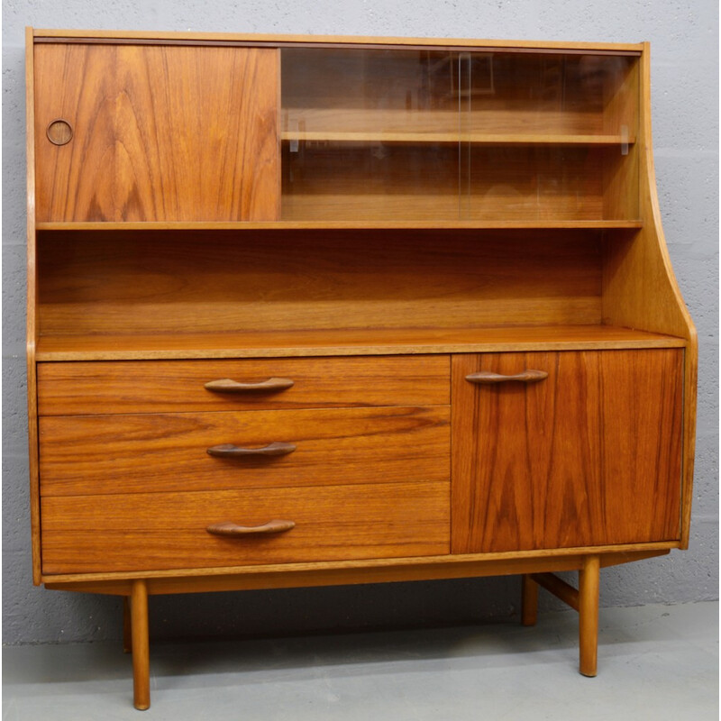 Mid-century amber teak and oak highboard - 1970s