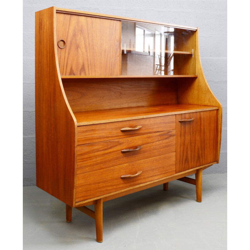 Mid-century amber teak and oak highboard - 1970s