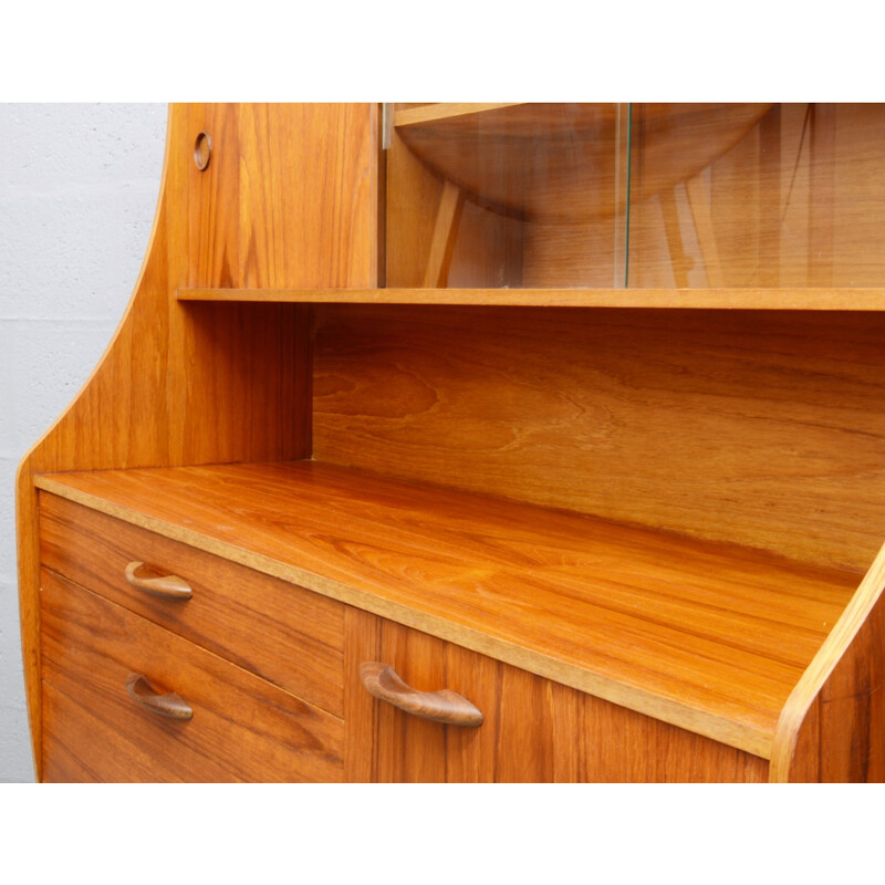 Mid-century amber teak and oak highboard - 1970s