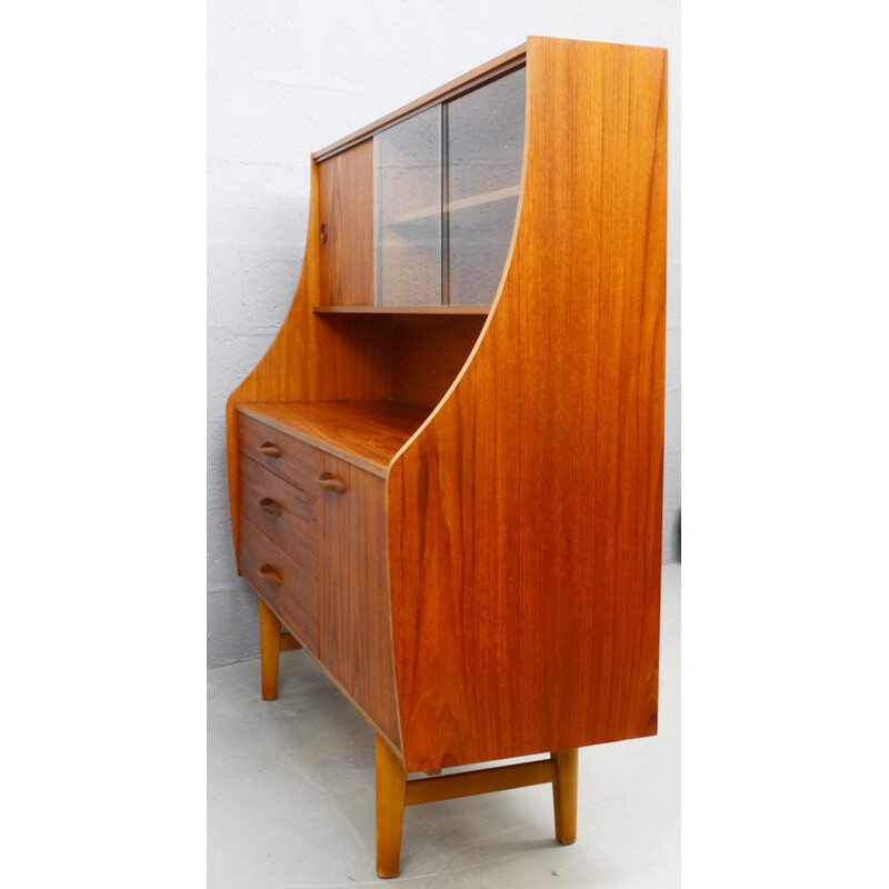 Mid-century amber teak and oak highboard - 1970s