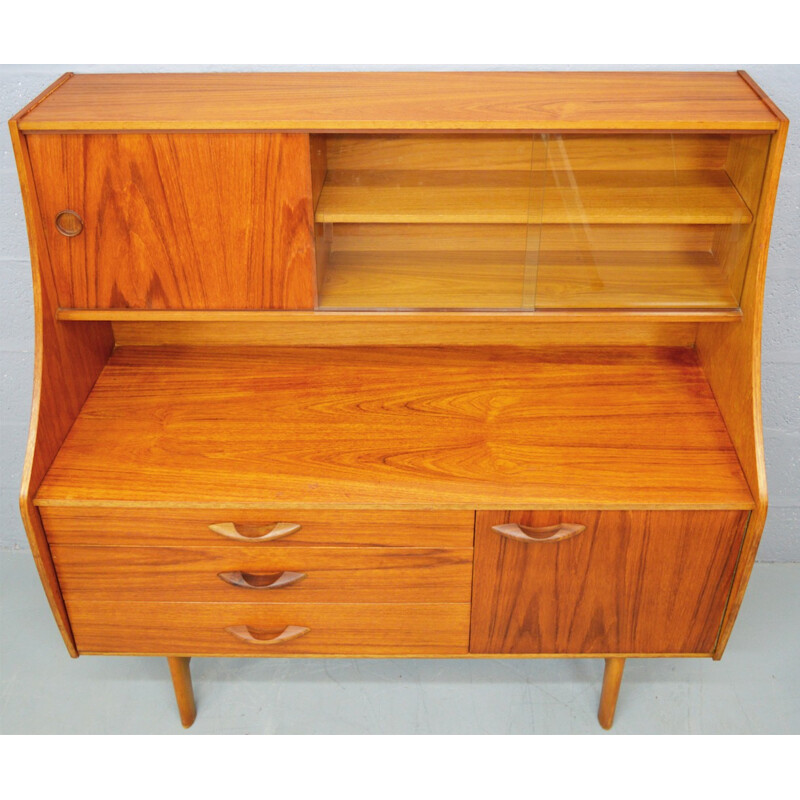 Mid-century amber teak and oak highboard - 1970s