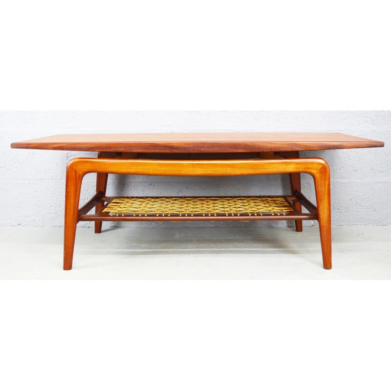 Mid-Century teak and cord Danish coffee table - 1960s