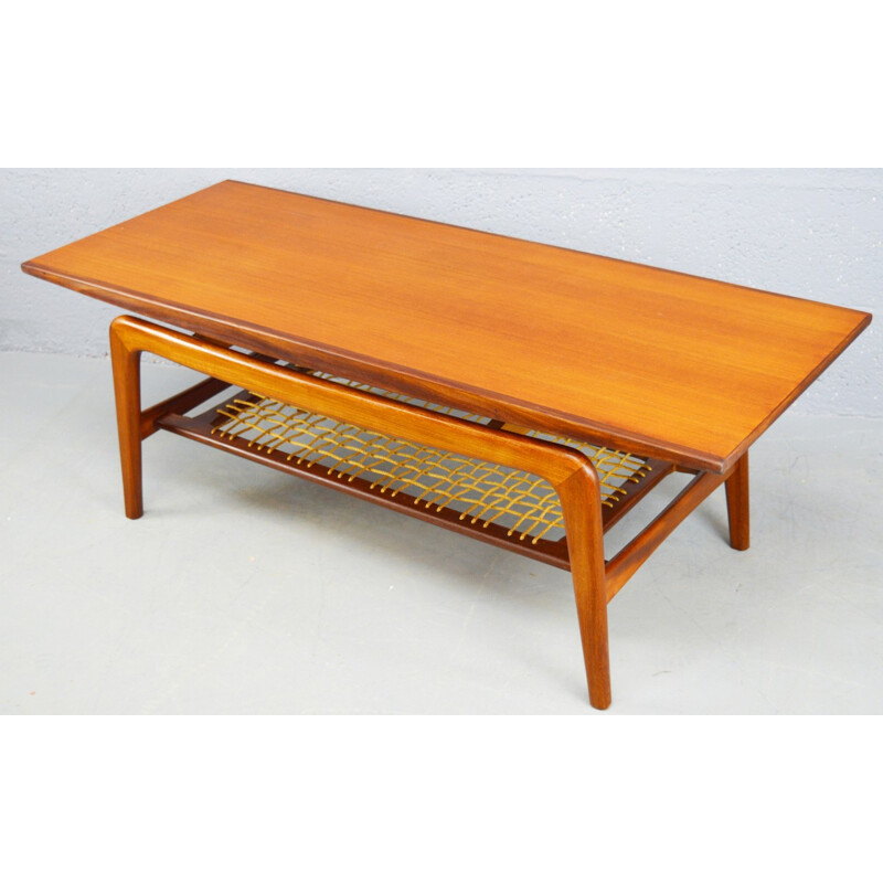Mid-Century teak and cord Danish coffee table - 1960s