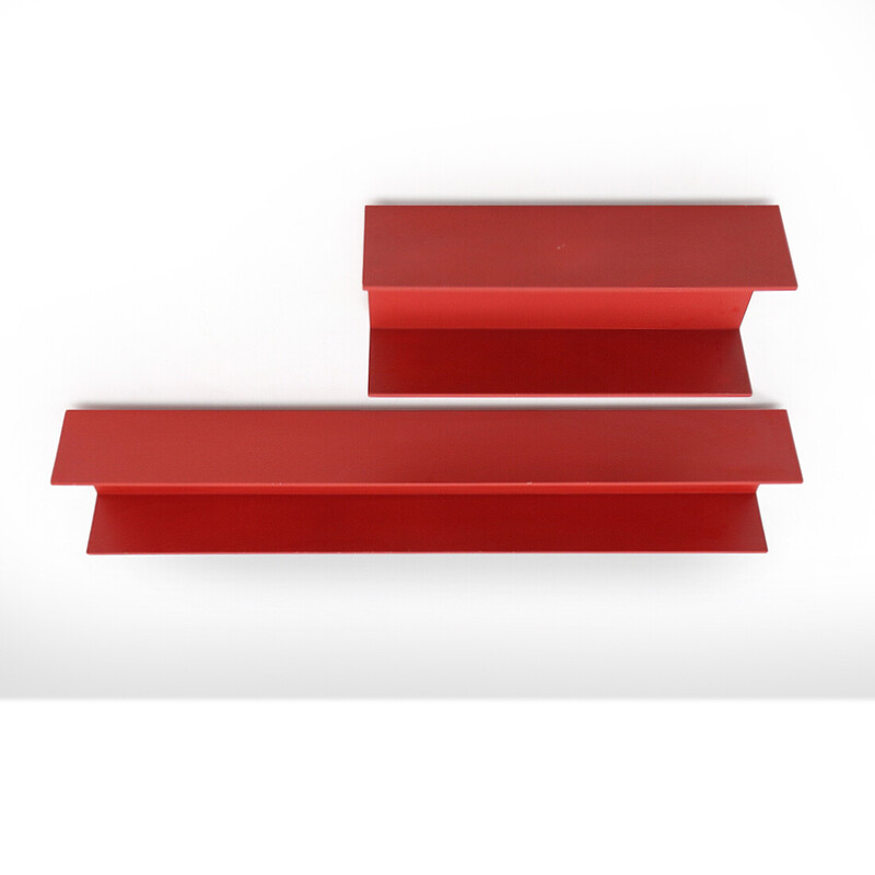 Pair of vintage red painted wooden shelves by Walter Wirz for Wilhelm Renz, Germany 1960