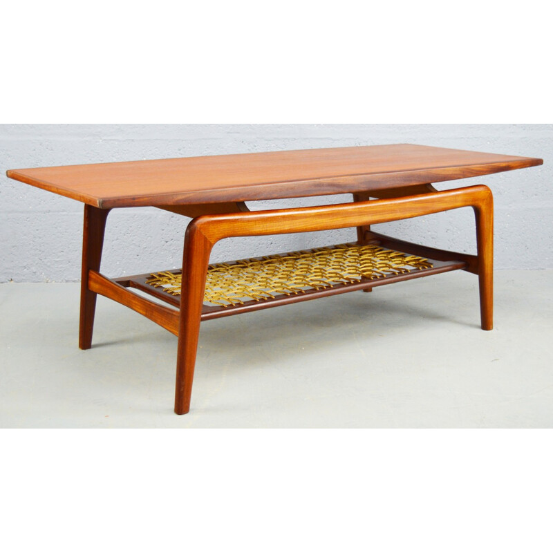 Mid-Century teak and cord Danish coffee table - 1960s