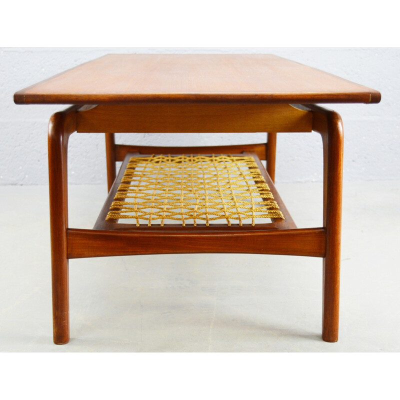 Mid-Century teak and cord Danish coffee table - 1960s