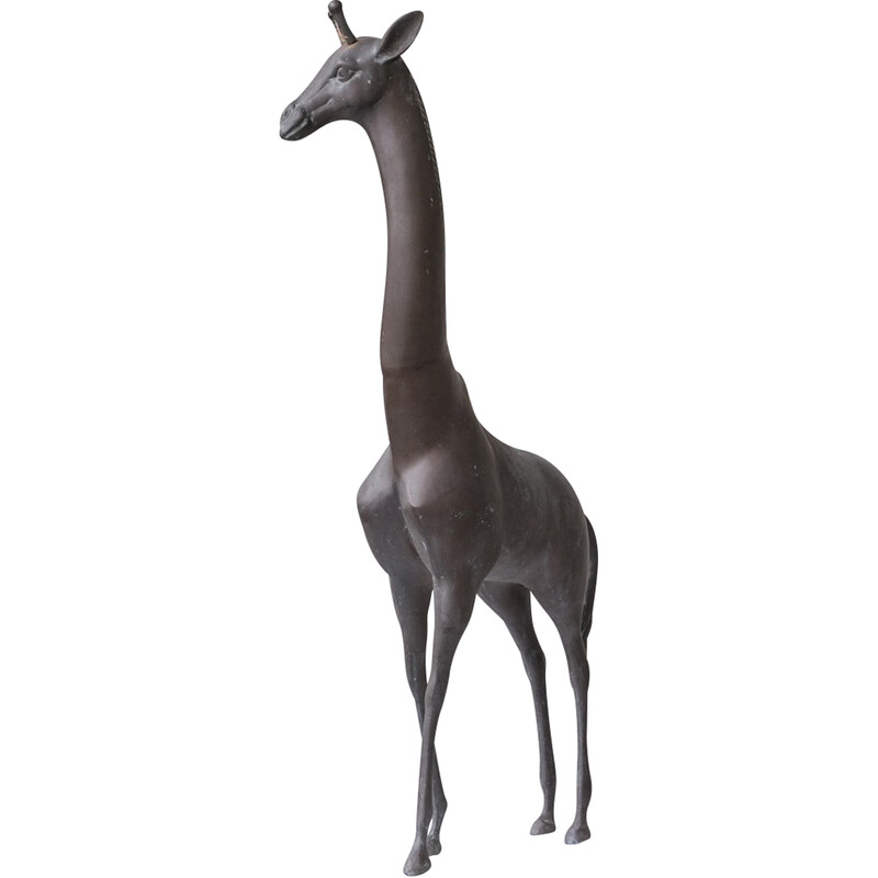 Vintage giraffe in patinated brass, France 1960