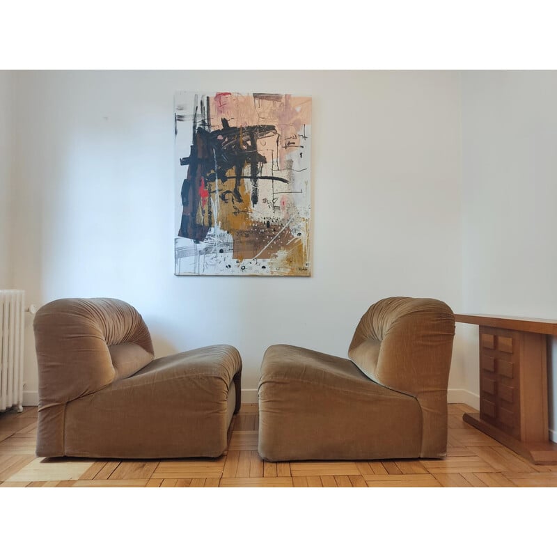 Vintage velvet living room set for Lev and Lev, Italy 1970