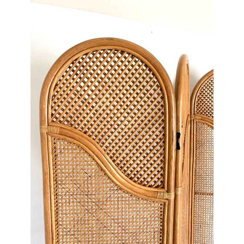 Vintage room divider in bamboo and iron joints, Italy 1970