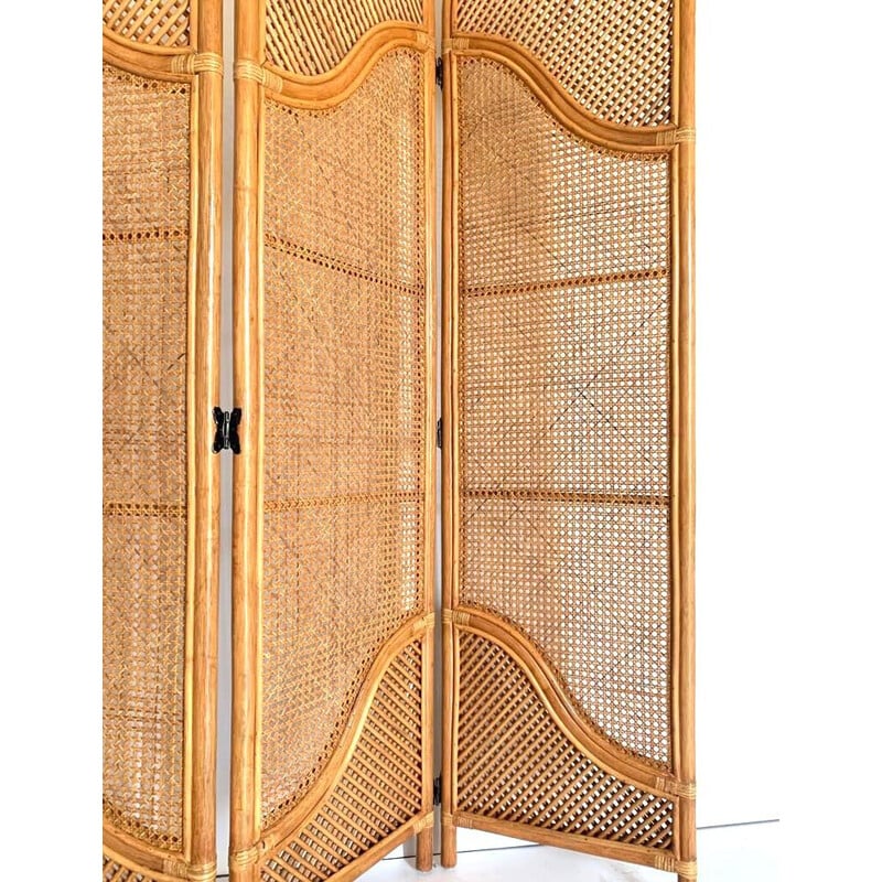 Vintage room divider in bamboo and iron joints, Italy 1970
