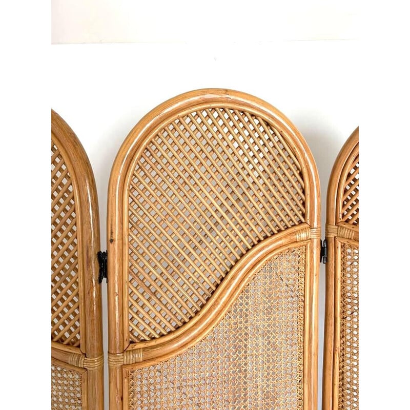 Vintage room divider in bamboo and iron joints, Italy 1970