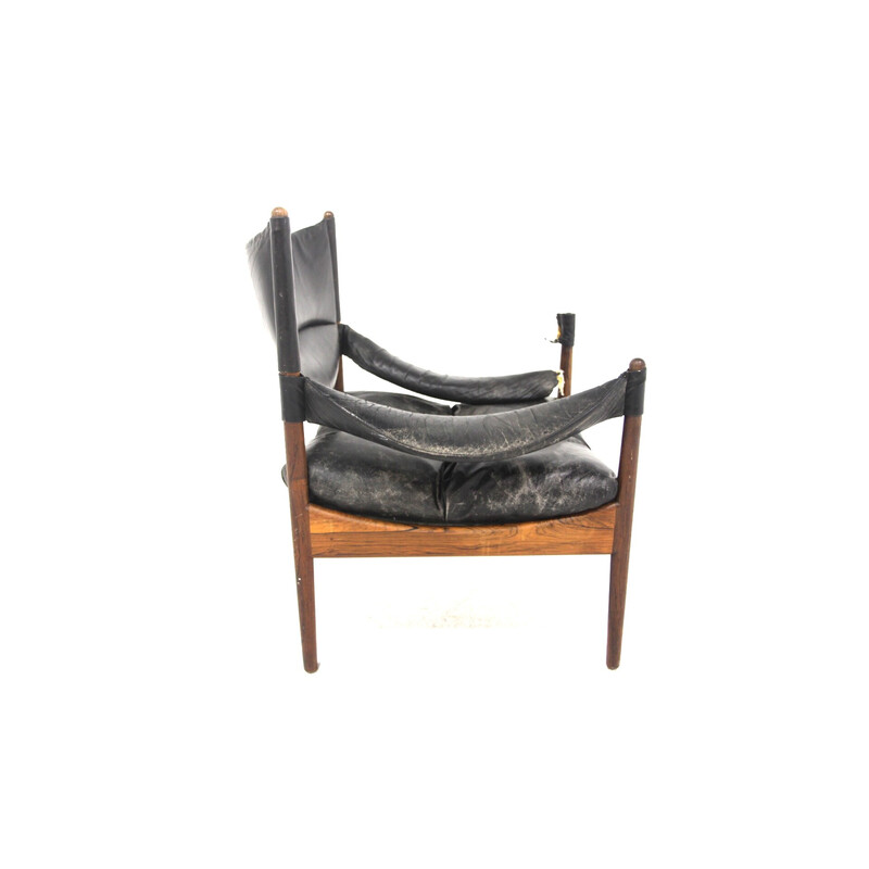 Vintage "Modus" leather armchair by Kristian Vedel for Søren Willadesen Møbelfabrik, Denmark 1960