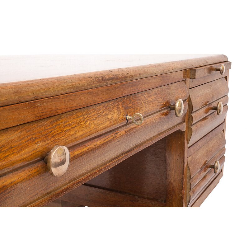 Vintage Art Deco oak desk by Charles Dudouyt, 1930