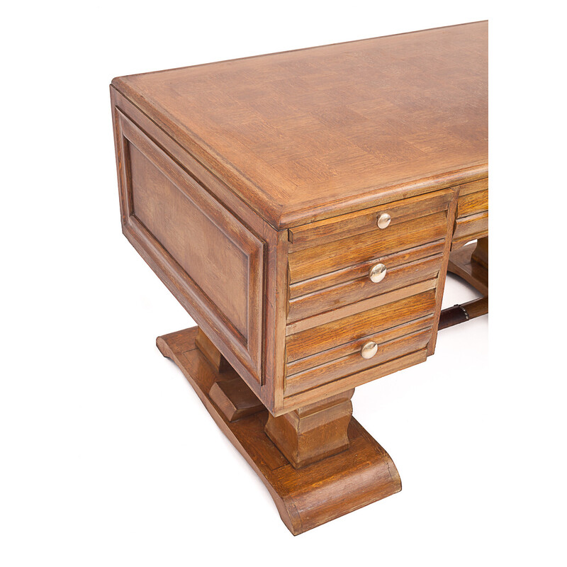 Vintage Art Deco oak desk by Charles Dudouyt, 1930