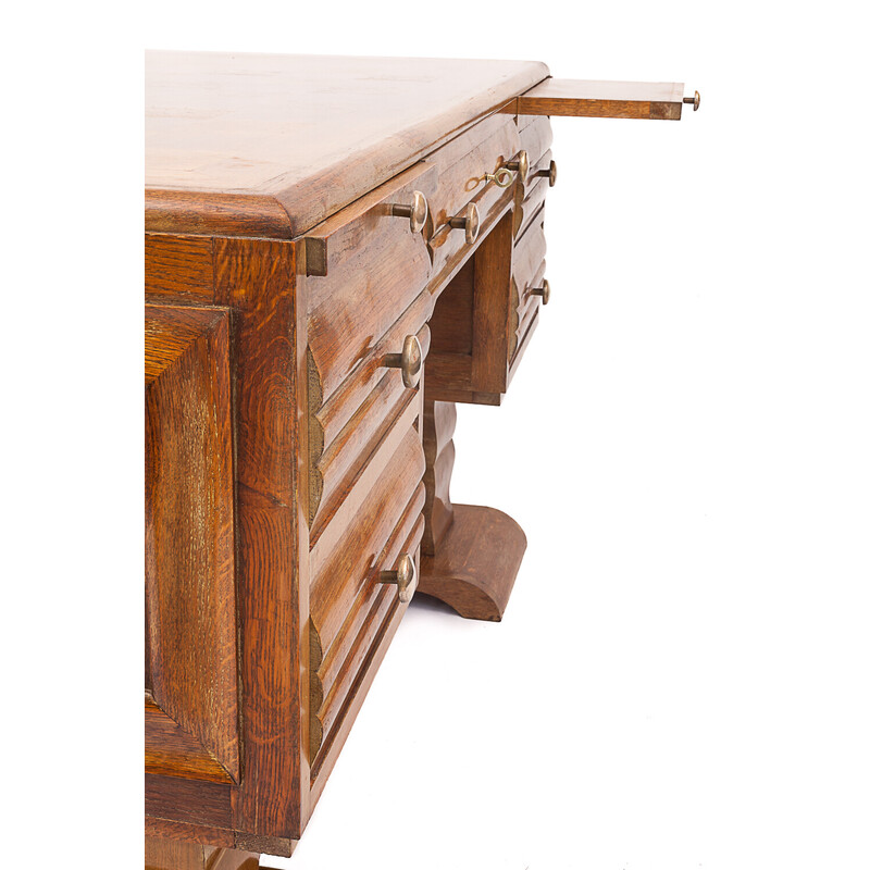 Vintage Art Deco oak desk by Charles Dudouyt, 1930