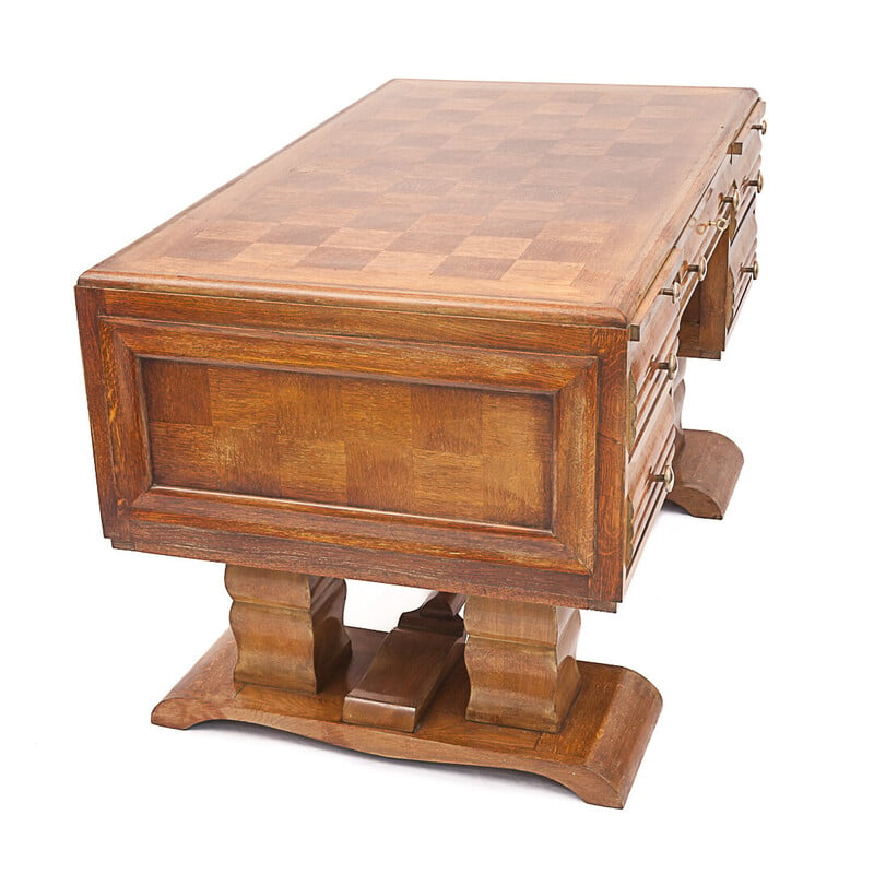 Vintage Art Deco oak desk by Charles Dudouyt, 1930