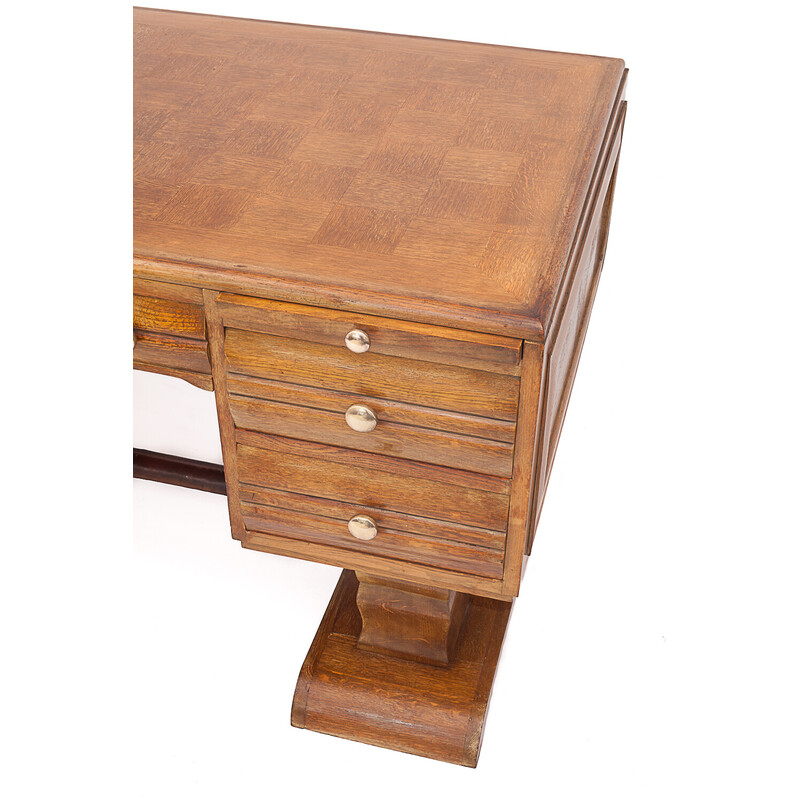 Vintage Art Deco oak desk by Charles Dudouyt, 1930