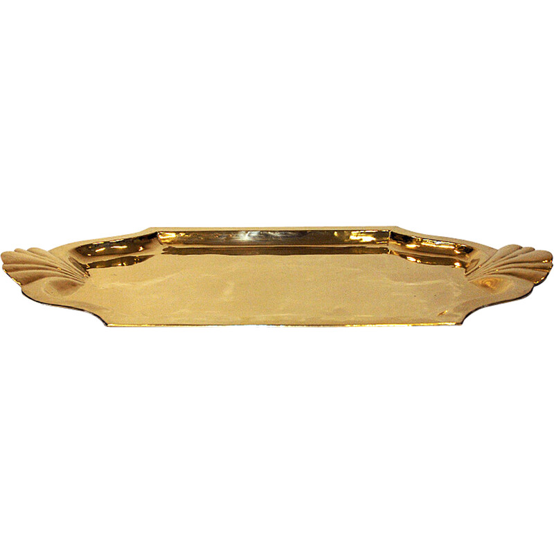 Vintage oval brass tray by Lars Holmström, Sweden 1950