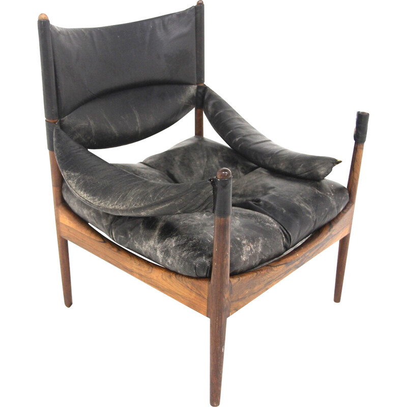 Vintage "Modus" leather armchair by Kristian Vedel for Søren Willadesen Møbelfabrik, Denmark 1960