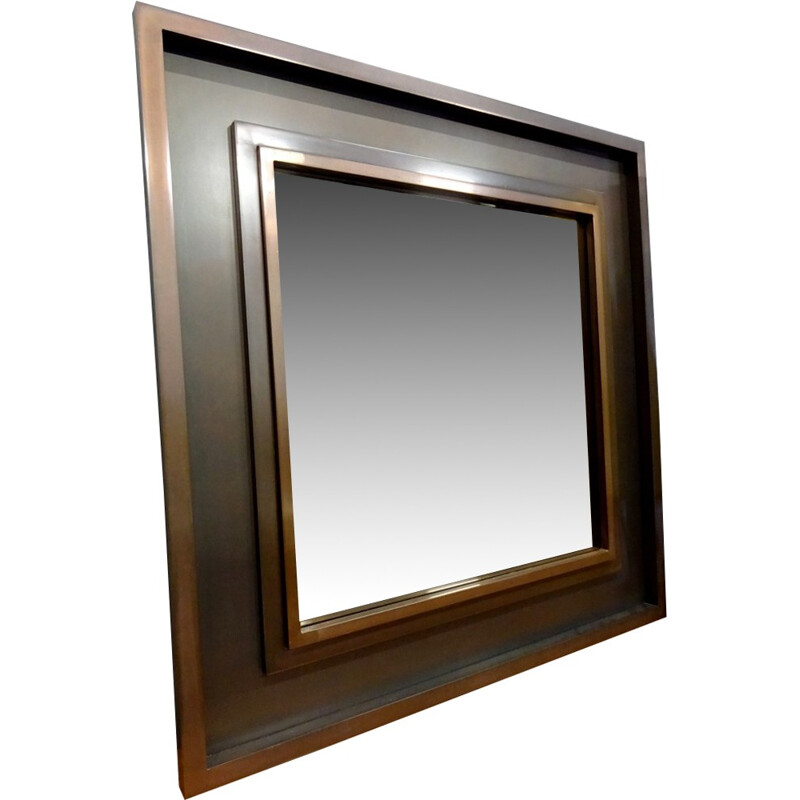 Grand miroir teinté de forme carrée - 1970