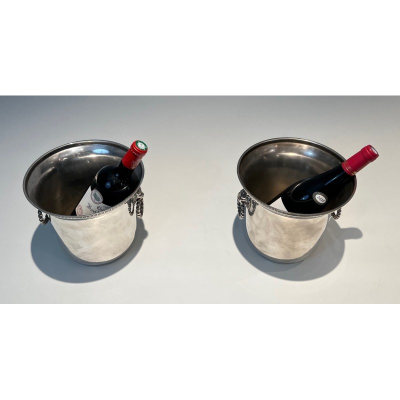 Pair of vintage silver-plated champagne buckets, France 1970