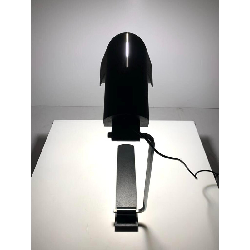 Lampe de table vintage en métal laqué noir et acier chromé par Corrado et Luigi Aroldi pour Luci, Italie 1970
