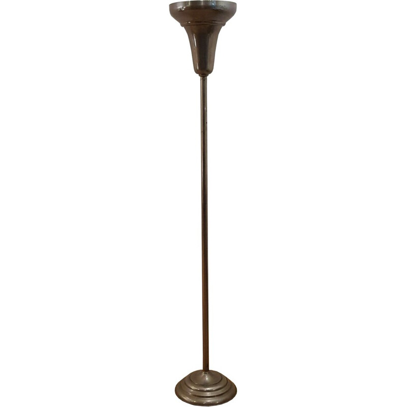 Brushed metal modernist floor lamp - 1930s