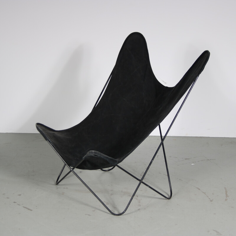 Vintage “Papillon” chair in black lacquered metal for De Beijenkorf, Netherlands 1950