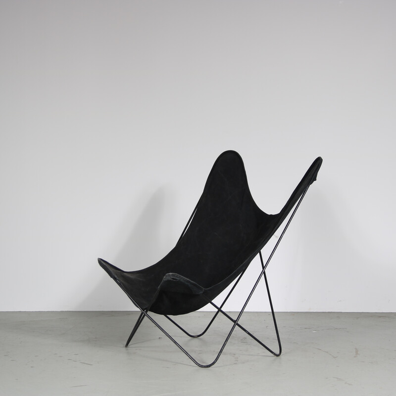Vintage “Papillon” chair in black lacquered metal for De Beijenkorf, Netherlands 1950