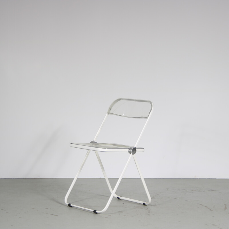 Vintage “Plia” folding chair in metal and plexiglass by Giancarlo Piretti for Castelli, Italy 1970
