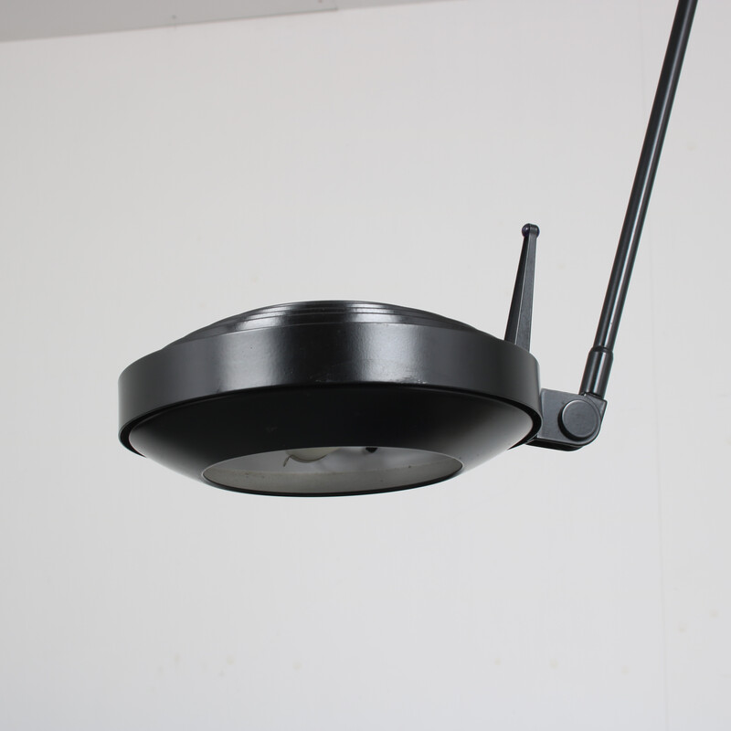 Vintage black lacquered metal ceiling lamp by Tommaso Cimini for Lumina, Italy 1978