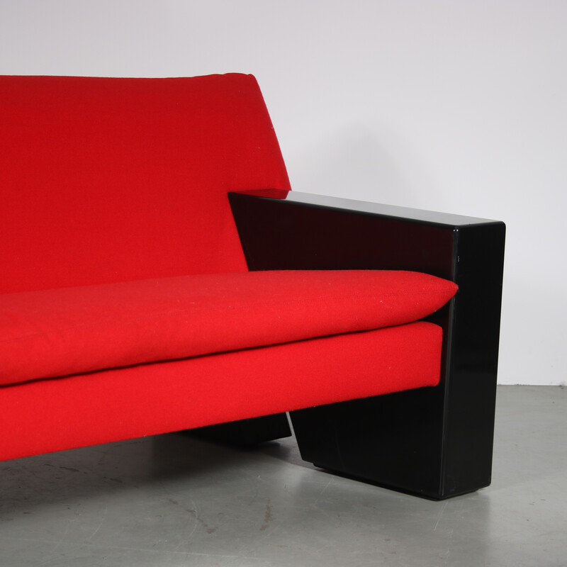 Vintage 2-seater “Sandwich” sofa in wood and fabric by Peter van der Ham for Artifort, Netherlands 1980