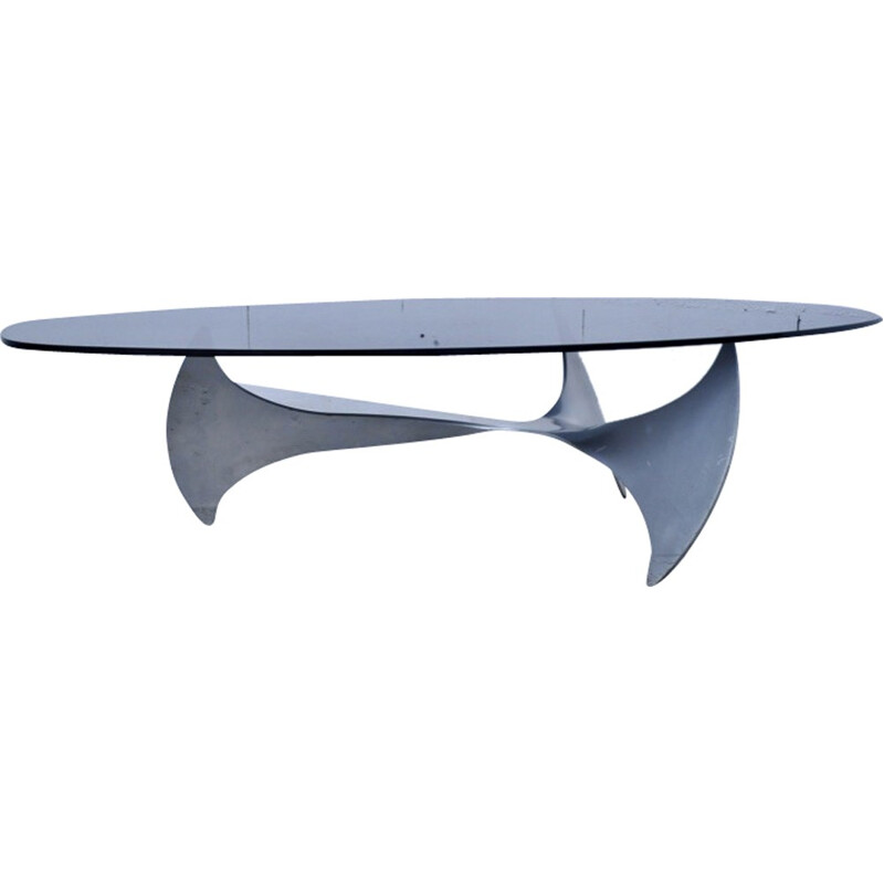 Helix coffee table in glass and aluminum by Knut Hesterberg - 1970s
