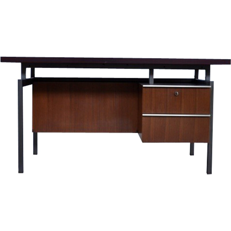 Mahagony and steel desk by Georges Frydman for EFA - 1960s