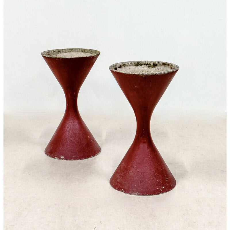 Pair of vintage Diabolo planters by Willy Guhl for Eternit, Switzerland 1960