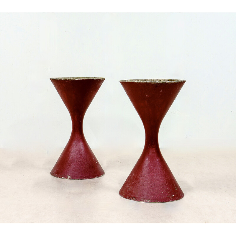 Pair of vintage Diabolo planters by Willy Guhl for Eternit, Switzerland 1960
