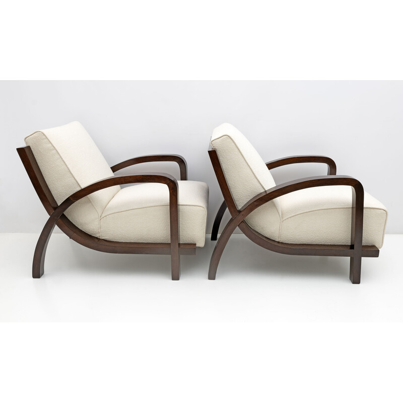 Pair of vintage Art Deco walnut armchairs, Italy 1930