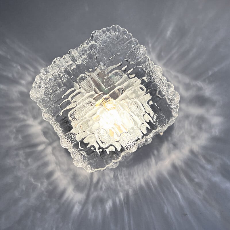 Vintage glass and metal ceiling lamp by Eickmeier Leuchten, Germany 1970