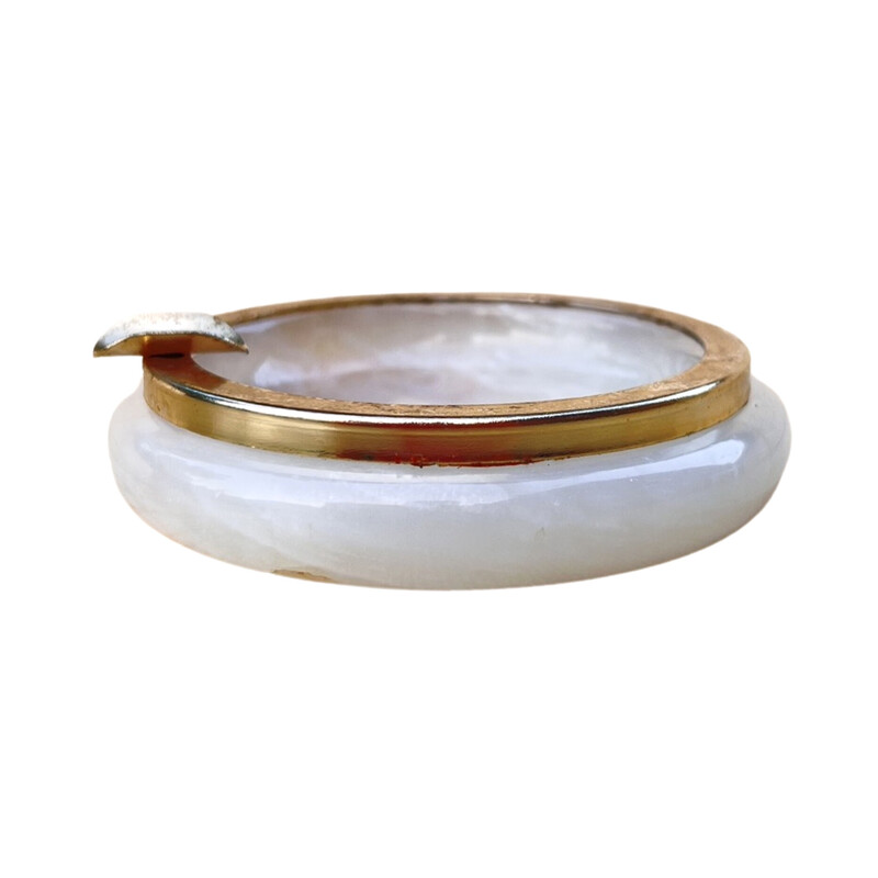 Vintage alabaster and brass ashtray, Italy 1970