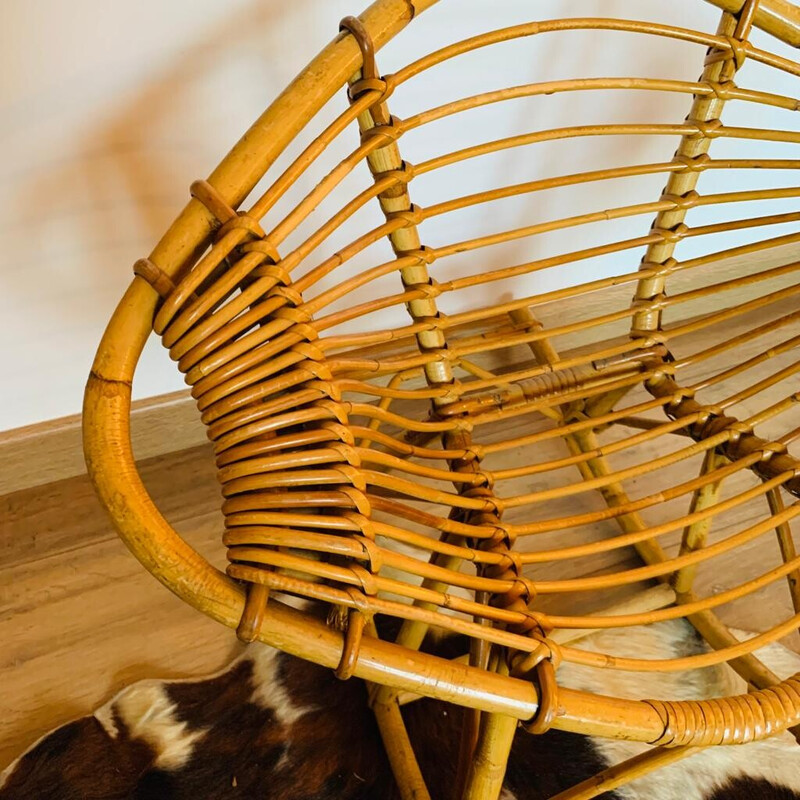 Vintage children's rattan rocking chair